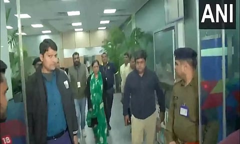 BJP leader Vasundhara Raje at Delhi airport (ANI)