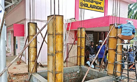 Works under way at Sholavandan railway station