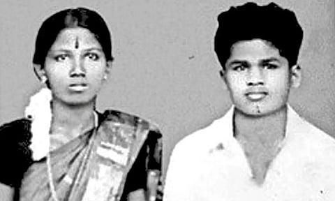 A young Natarajan with wife Vasantha