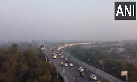 Drone visuals from the Sarai Kale Khan area, shot at 07.40 am today(ANI)