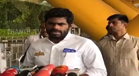 K Annamalai addressing the media on Sunday (Screengrab)&nbsp;