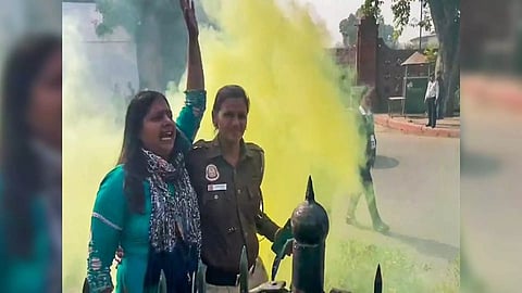 Neelam after being detained by Delhi Police (Photo/ANI)