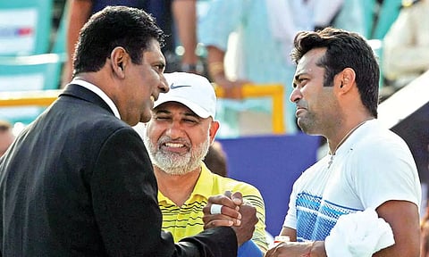A file photo of Vijay Amritraj and Leander Paes