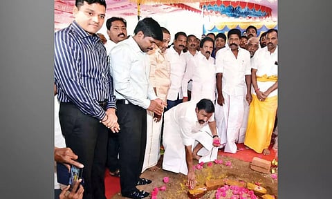 KN Nehru Foundation stone for New Bus Stand