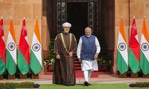 PM Modi with Oman's Sultan Haitham bin Tarik. (PTI)