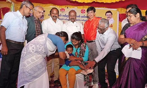 A child being administered a measles jab at a camp in Chennai (file photo)