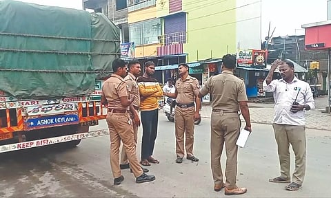 A police team gave chase and brought the trucks to a halt.&nbsp;