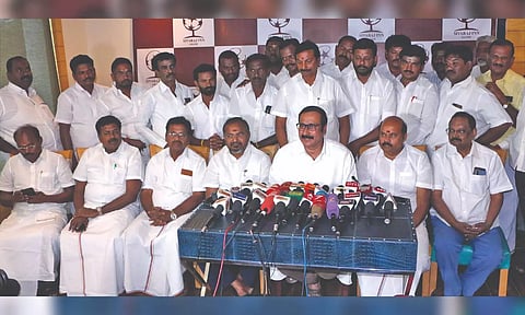 PMK president Anbumani Ramadoss addressing reporters in Salem on Sunday.