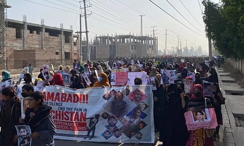 Baloch Long March against genocide at Dera Gazi Khan (Image: ANI)