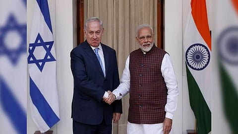 Israel prime minister Benjamin Netanyahu and Prime Minister Narendra Modi (Photo/ANI)