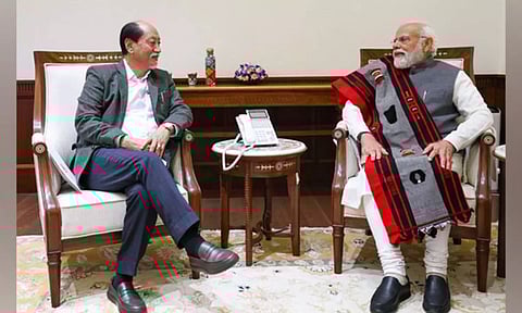Nagaland CM Neiphiu Rio meets PM Modi (ANI)
