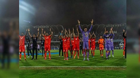Indian football team celebrating after winning SAFF Championship 2023 (Image: AIFF)