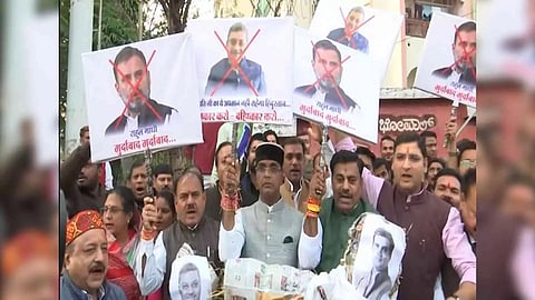 BJP holds protest against opposition MPs in Madhya Pradesh's Indore amid mimicry row (Photo/ANI)