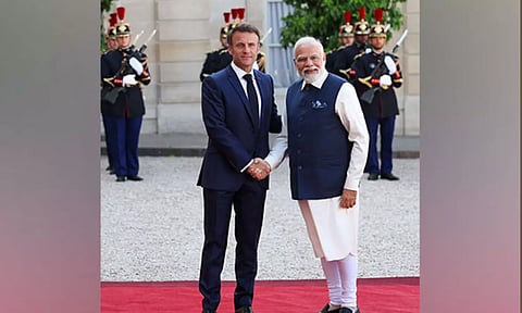 French President Emmaneul Macron and Prime Minister Narendra Modi (ANI)