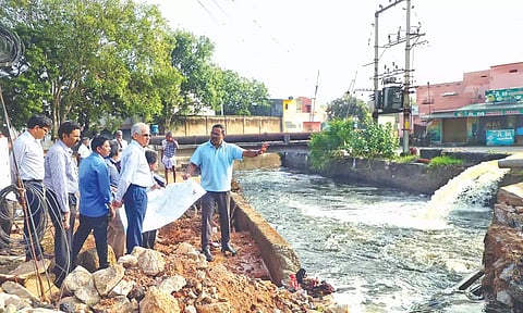Chief Secretary and officials inspecting restoration works in Thoothukudi.
