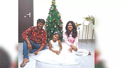 Rio with his wife Sruthi and daughter Rithi (Photo: Manivasagan N)