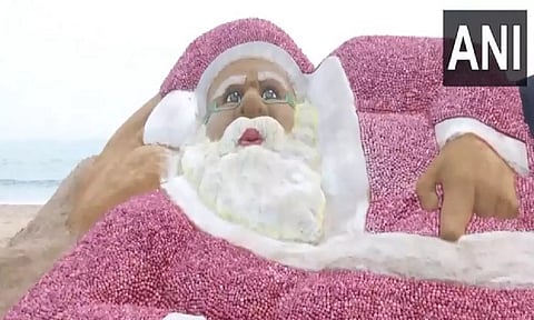 Sudarsan Pattnaik's sculpture (Photo: ANI)