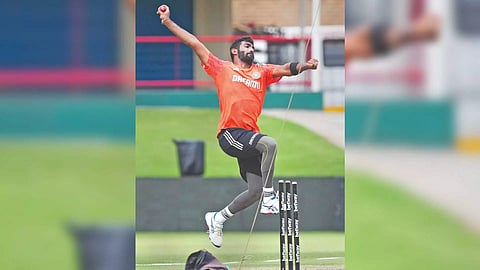 Jasprit Bumrah bowls in the nets
