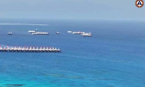 &nbsp;Chinese militia vessels operate at Whitsun Reef in the South China Sea (Reuters)