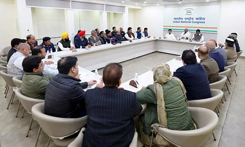 Congress President with party leaders in the meeting (ANI)