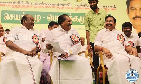Edappadi K Palaniswami and other senior leaders at the party's Executive Committee and General Council meeting (Photo: Hemanathan.M)