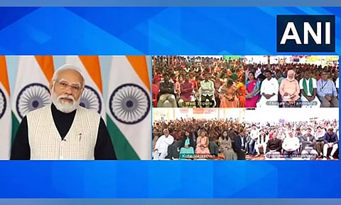 Prime Minister Narendra Modi interacted with the beneficiaries of the Viksit Bharat Sankalp Yatra via video conferencing on Wednesday. (ANI)
