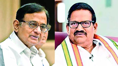 Former union minister P Chidambaram; Tamil Nadu Congress Committee (TNCC) president KS Alagiri