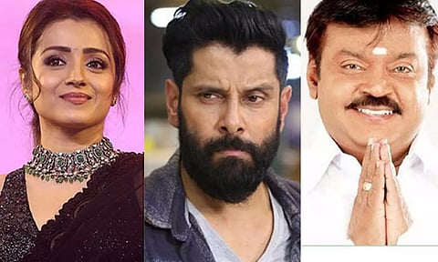 Trisha Krishnan, Vikram and late actor Vijayakanth (ANI)