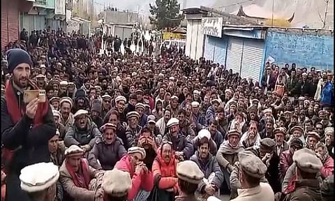 Protest over wheat prices hike in Gilgit Baltistan (ANI)