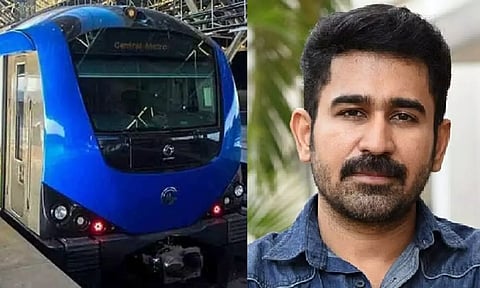 (L-R) Chennai Metro train; Vijay Antony