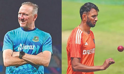 Allan Donald; Prasidh Krishna during a practice session