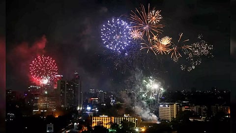 Fireworks explode over the Central Park during the New Year's Eve celebrations (Reuters)