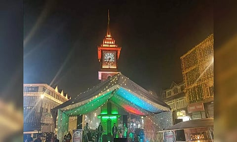 People welcome new year at Lal Chowk, Srinagar (X/JandKTourism)