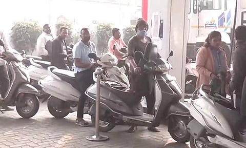 Queues outside Petrol Pumps (ANI)