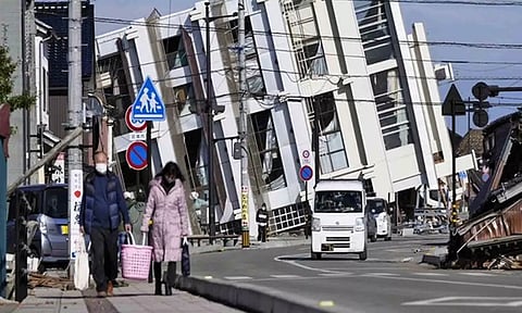 A collapsed building in Wajima (Reuters)