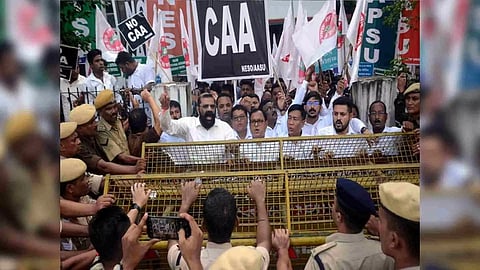 NESO leaders and supporters stage a protest against CAA (ANI)