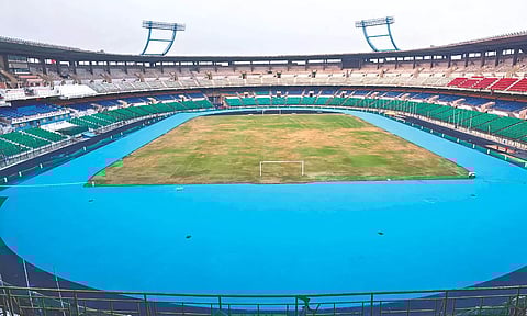 New blue track at Jawaharlal Nehru Stadium