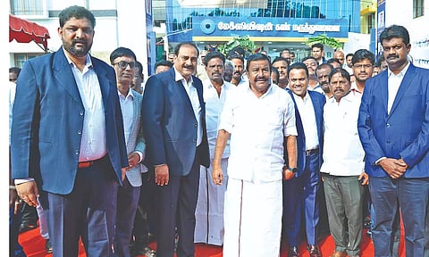 Minister KN Nehru inaugurating the hospital in Tiruchy