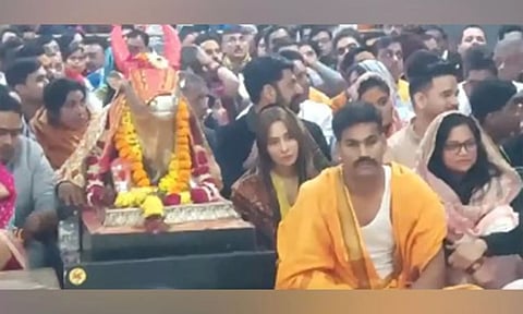 Actress Mahira Sharma at the Mahakaleshwar Temple (ANI)