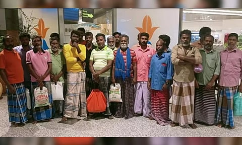 Tamil Nadu fishermen arrested by the Sri Lankan Coast Guard returned to Chennai.
