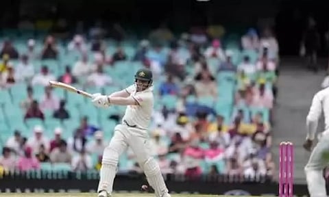 Australia's David Warner in action on day 4 at the SCG (AP)&nbsp;