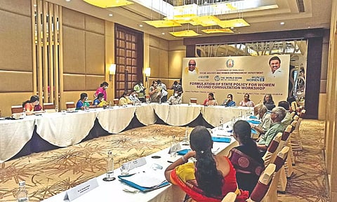 Social Welfare and Women Empowerment Minister Geetha Jeevan at a consultation workshop in 2021