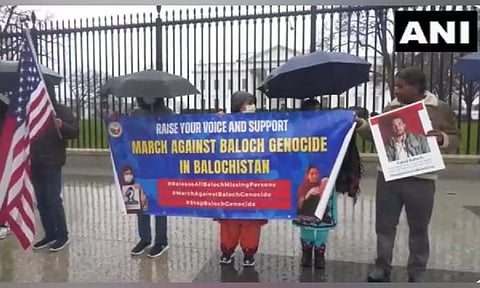 Members of Baloch diaspora in US protest against Pakistan outside White House (ANI)