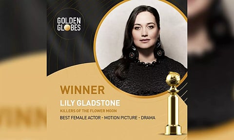 Lily Gladstone won the best actress award in Golden Globe Awards (X/ Golden Globe Awards)