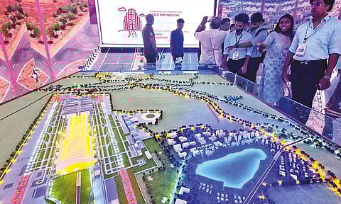 Model of proposed Parandur greenfield airport displayed at the GIM 2024