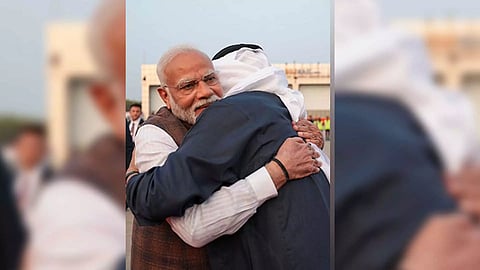Prime Minister Narendra Modi welcomes UAE President Mohammed bin Zayed Al Nahyan in Gujarat (Photo/X@narendramodi)
