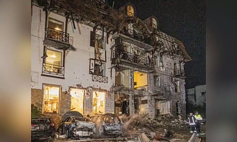 Russian rockets strike hotel in Ukraine's 2nd largest city, 10 people injured
