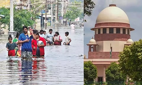 People wading through the road in Thoothukudi; Supreme Court of India (File)