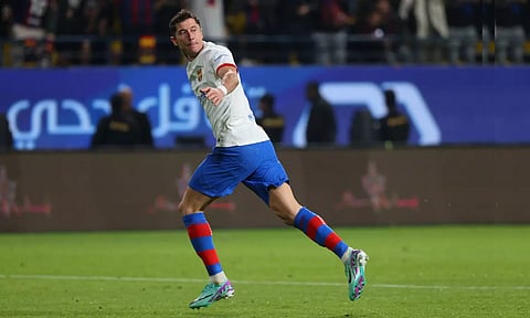 Robert Lewandowski celebrates after scoring Barca’s opener