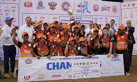 Hyderabad Eagles celebrating with the title. (Photo: IDCA)